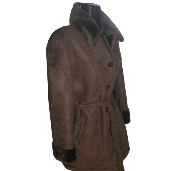 Women's Brown Suede Coat - Picture 3 of 7